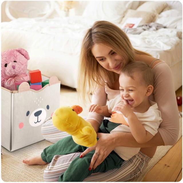 Παιδικό Καλάθι Αποθήκευσης & Χαλάκι Παιχνιδιού Υφασμάτινο 33 × 39 ×...