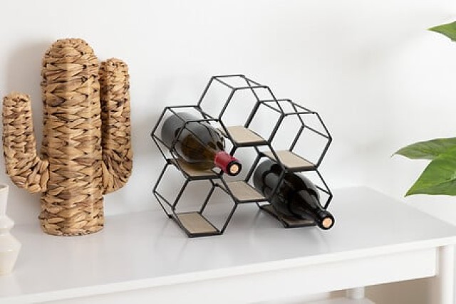 Μεταλλική Ραφιέρα Κρασιών 6 Θέσεων 26 x 15 x 29,5 cm Μαύρο 173416 Atmosphera