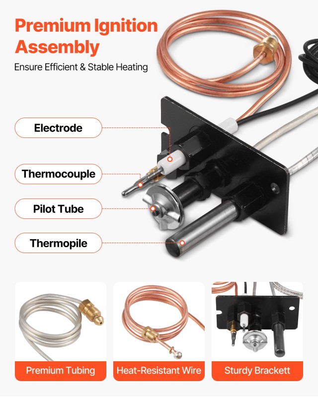 VEVOR Συγκρότημα Πιλότου Αερίου Τζακιού, Φυσικό Αέριο & Υγραέριο, Κ...