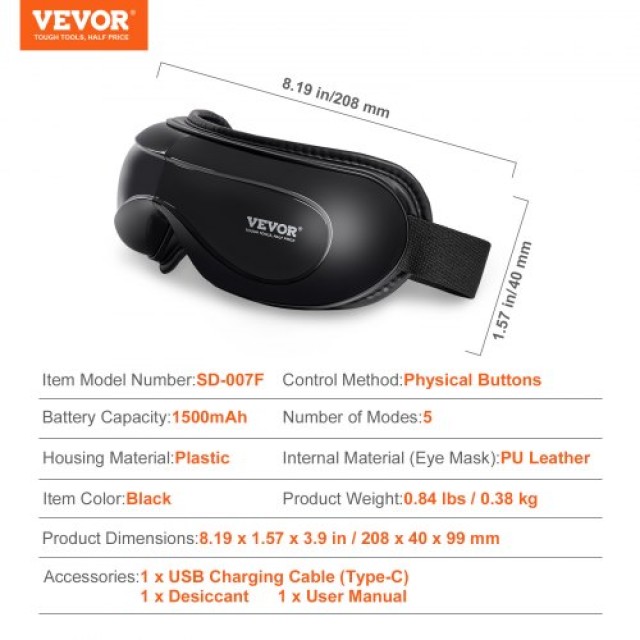 Συσκευή Μασάζ Ματιών VEVOR με Θερμότητα και Bluetooth Μουσική  YBAMQHSAJ000WXIBIV9