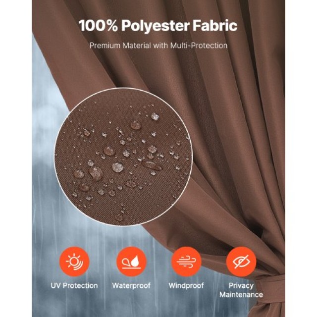 Αδιάβροχες Κουρτίνες Κιόσκι 344 x 344 x 213 cm Καφέ SMLTCL12FT12TZJ...
