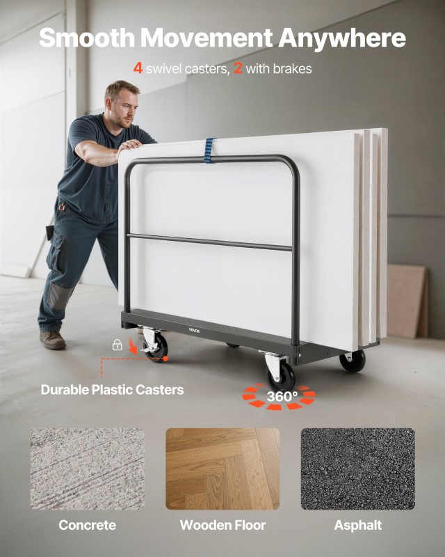 VEVOR Καρότσι Μεταφοράς Γυψοσανίδων 91.4 x 61 εκ, Φορτίο έως 816.5 ... VEVOR Καρότσι Μεταφοράς Γυψοσανίδων 91.4 x 61 εκ, Φορτίο έως 816.5 ...