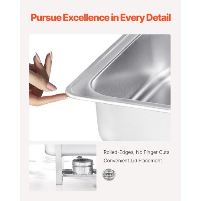 VEVOR 8 Qt 4 Pack Rectangle Chafing Dish Set ZFXBXGSTGK4JFAAX7V0