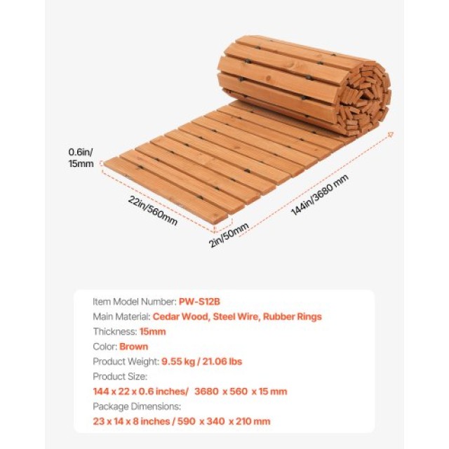 VEVOR Ξύλινο Μονοπάτι Κήπου 12 ft x 22 in ZXMZHYXD1442M8XC8V0