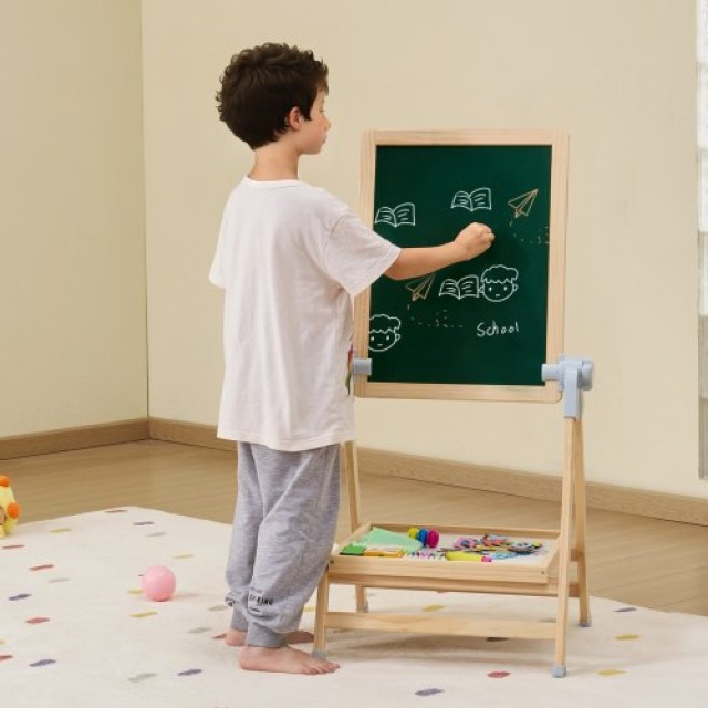 VEVOR  Παιδικός Διπλής Όψης Πίνακας Ζωγραφικής Μαγνητικός Ξύλινος  ...