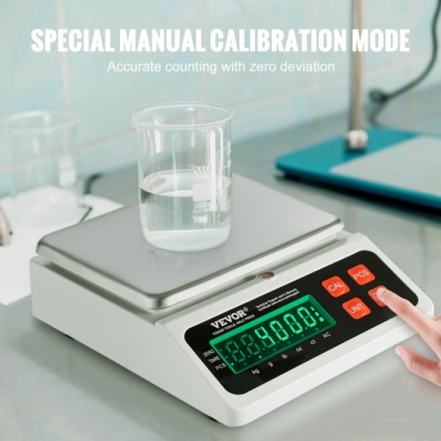 Βιομηχανική Ζυγαριά Αρίθμησης VEVOR, 10 kg x 0.1 g, Ψηφιακή Ζυγαριά...