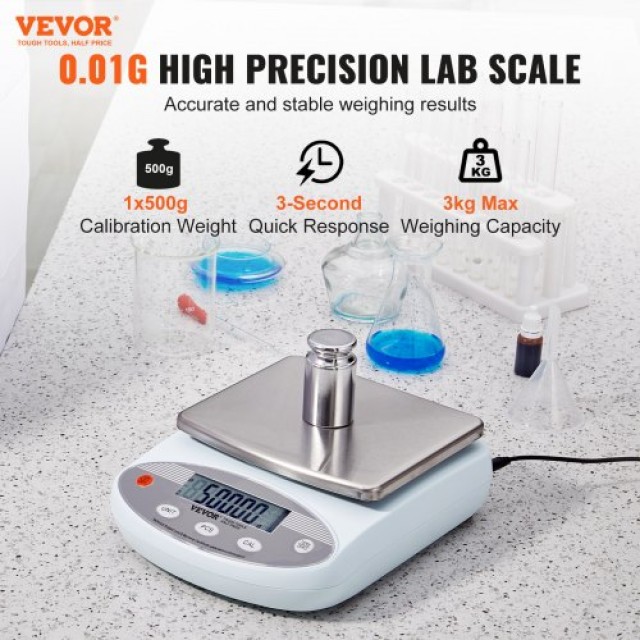Ζυγός Ακριβείας VEVOR 3000g x 0.01g 13 Μονάδες Μετατροπής Ηλεκτρονικός  SYSCHTP001G3Y8XORV2