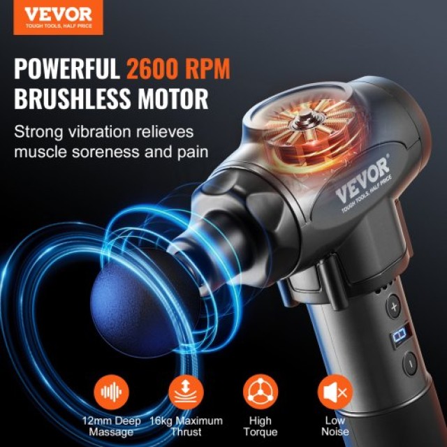 VEVOR Πιστόλι Μασάζ με 9 Ταχύτητες και 6 Κεφαλές  JMQ3200RPMTXMLCT3V2