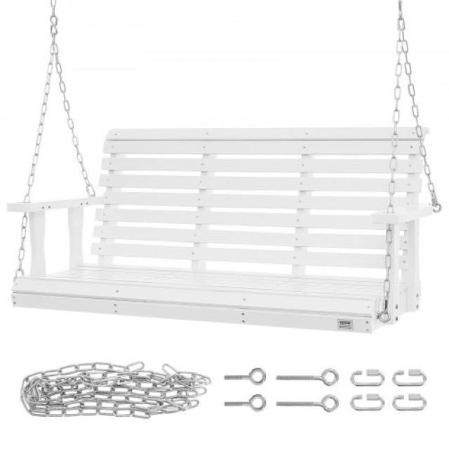 Ξύλινη Κούνια Βεράντας VEVOR 4.5 ft, Λευκή Κούνια Κήπου με Αλυσίδες, Αντοχή 880 lbs  MLQQCMK45YC0PA8DSV0
