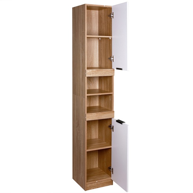 Shally Dogan  Λευκός και Δρύινος Κινητός Αποθηκευτικός Χώρος Μπάνιο...