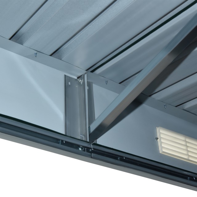 Outsunny Steel Αποθηκευτικό Υπόστεγο, Υπόστεγο Κήπου με 2 Συρόμενες Πόρτες, 255x133x182cm 845-079V01