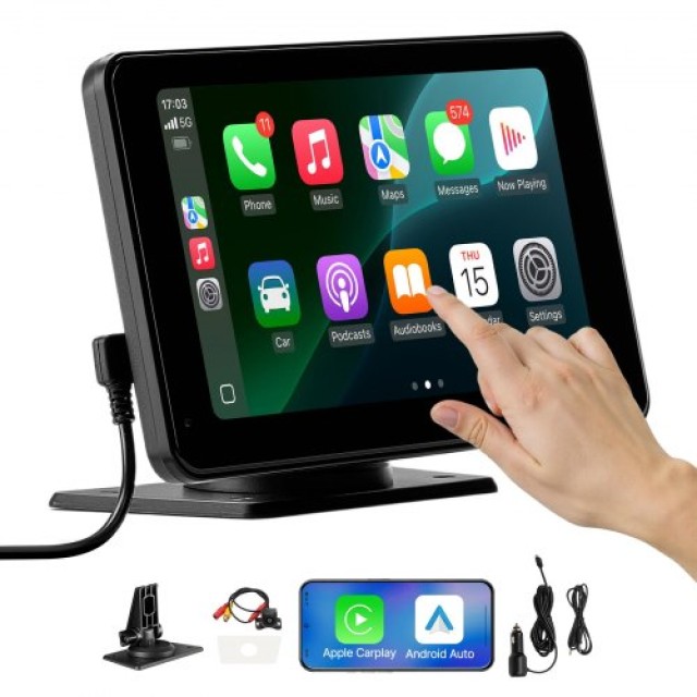 VEVOR Οθόνη Αυτοκινήτου 7 με CarPlay, Android Auto & Κάμερα Οπισθοπ...