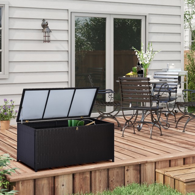 Outsunny Μπαούλο 284L Εξωτερικού Χώρου, PE Rattan & Ατσάλι, 118x54x...