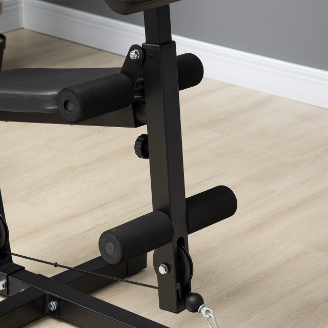 HOMCOM Fitness Station με γεμισμένο κάθισμα και πλάτη, σε ατσάλι και PU, 135x103x210 cm, Μαύρο A91-178