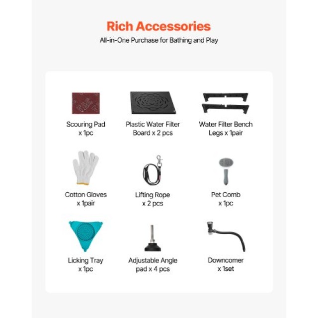 VEVOR Μπανιέρα Καλλωπισμού Σκύλων με Ράμπα και Ντους BXGCWYG50CPDFX...