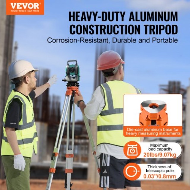 VEVOR Τρίποδο για Laser Level, Ρυθμιζόμενο Ύψος 42-166 cm, Σπείρωμα...