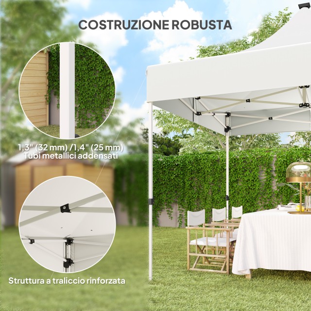 Outsunny Κιόσκι Κήπου Pop Up 3x3 m με Ρυθμιζόμενο Ύψος και Ηλιακά LED Φώτα, από Ύφασμα Oxford και Μέταλλο, Λευκό 84C-654V00WT