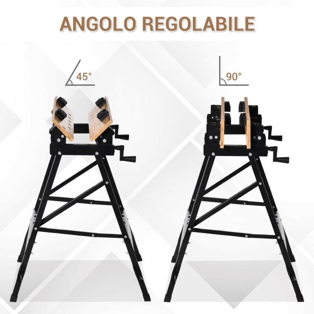 HOMCOM Πτυσσόμενος Πάγκος Εργασίας με 4 Σφιγκτήρες, Χάρακας και Γων...