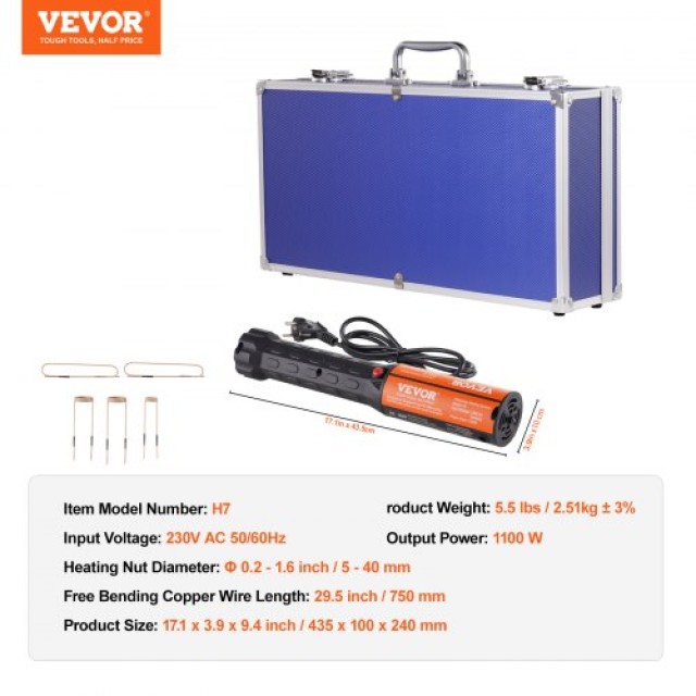 VEVOR Φορητός Επαγωγικός Θερμαντήρας 1KW για Αφαίρεση Μπουλονιών  J1000W8PCS6201KI0V2
