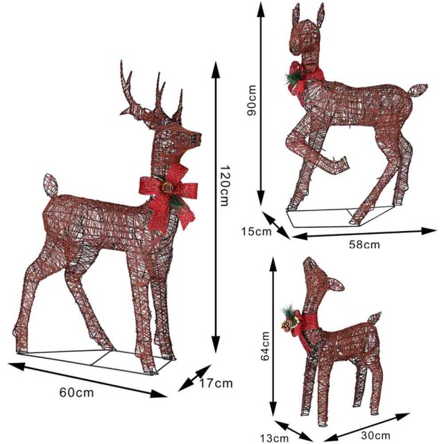 BAKAJI Οικογένεια 3 Φωτεινών Τάρανδων Χριστουγέννων 600 LED Θερμό ... BAKAJI Οικογένεια 3 Φωτεινών Τάρανδων Χριστουγέννων 600 LED Θερμό ...