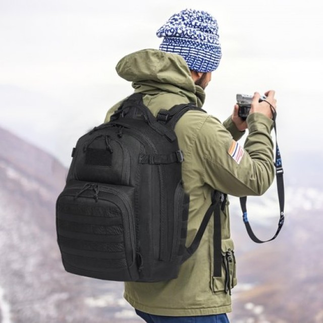 VEVOR  Στρατιωτικό Σακίδιο 25L με Molle & Σφουγγαρένια Επένδυση Μαύρο ZSBBCDSHS25L40I0EV0
