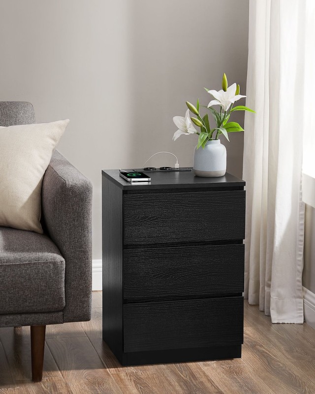 VASAGLE Κομοδίνο 40x35x59cm με Ενσωματωμένη Πρίζα και USB Θύρες LET831B56V1