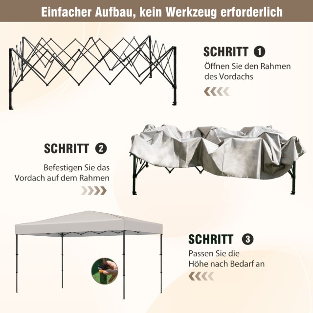 Costway Πτυσσόμενο Κιόσκι 365 x 225 cm με Τσάντα Μεταφοράς και Αξεσ...