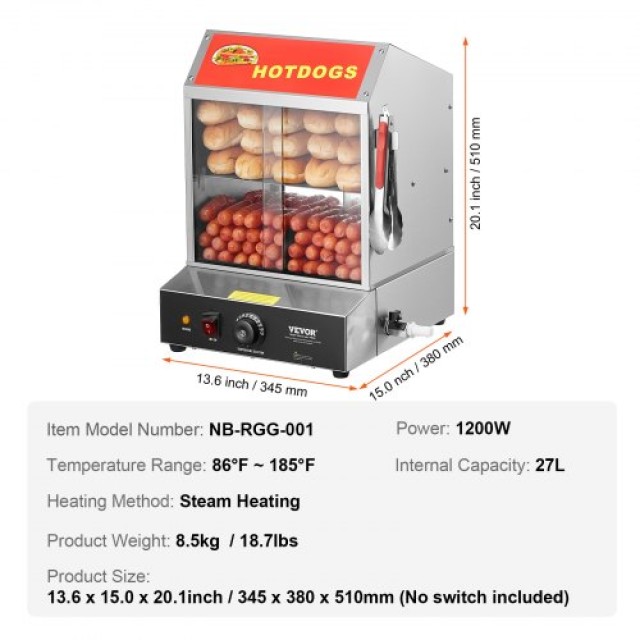 VEVOR  Ηλεκτρικός Ατμομάγειρας Λουκάνικων 2 Επιπέδων με Ζεστατήρα Ψ... VEVOR  Ηλεκτρικός Ατμομάγειρας Λουκάνικων 2 Επιπέδων με Ζεστατήρα Ψ...