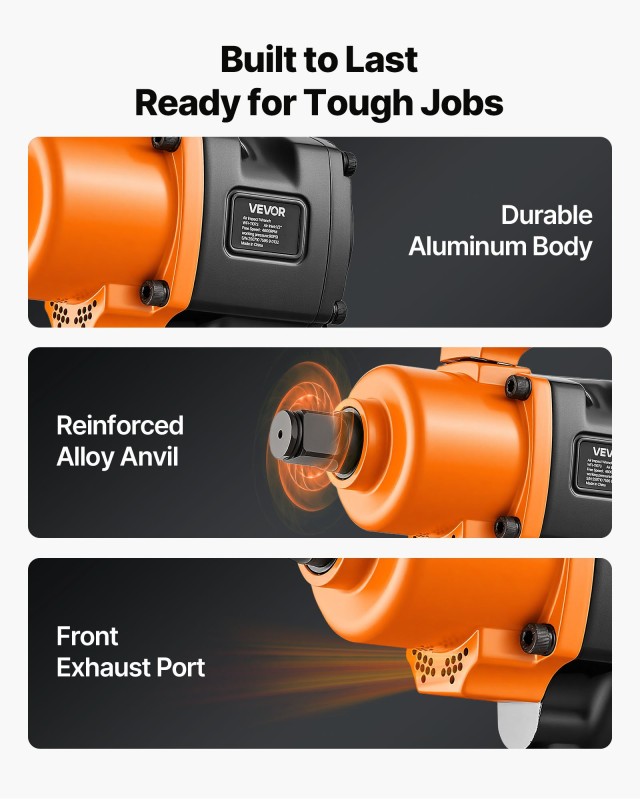 VEVOR 1 Αερόκλειδο, 1626N.m Στροφών Αντίστροφης Κατεύθυνσης, 4600RP...