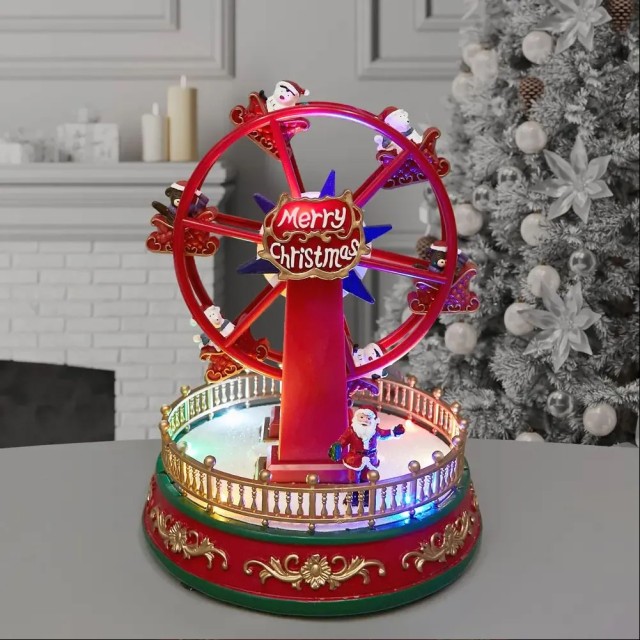 BAKAJI Χριστουγεννιάτικο Καρουζέλ Ρόδα Λούνα Παρκ Διακοσμητικό με Μ...