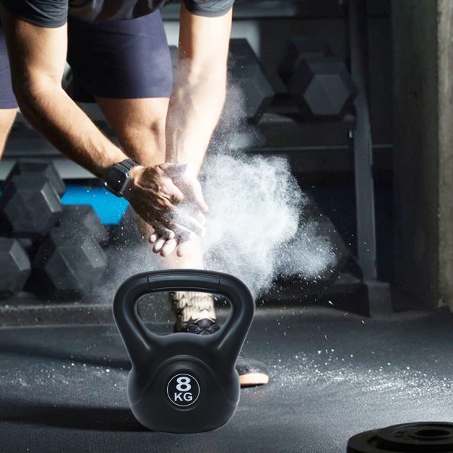 BAKAJI  Kettlebell 8 Kg από PVC με τσιμέντο, αντιολισθητική λαβή, βάρος για γυμναστική.  02839095