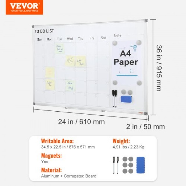 Μαγνητικός Πίνακας Ημερολογίου VEVOR 36x24  BBYCXG3624ABS1776V0