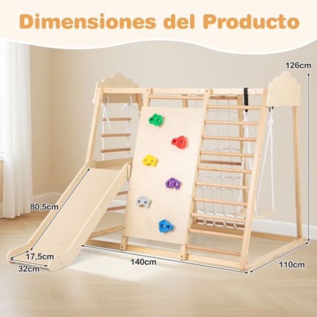 Costway Σετ Γυμναστικής 8-σε-1 από Ξύλο Montessori με Κλιμακοστάσια...