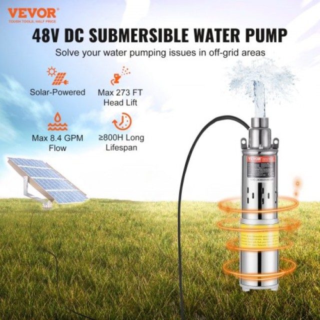 Ηλιακή Αντλία Νερού VEVOR 48V DC 369W Υποβρύχια για Πηγάδι  TYNSB37...