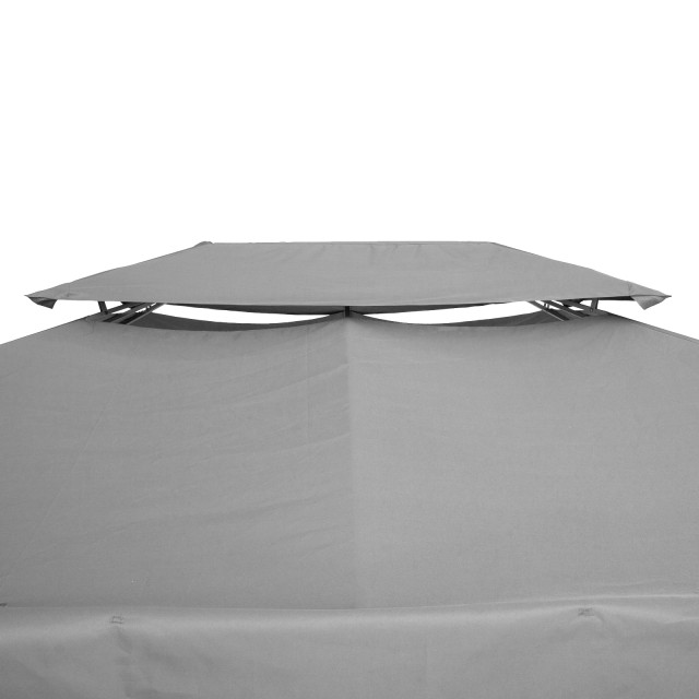 Outsunny 4x3m 2 Tier Polyester Gazebo κάλυμμα με ιμάντες και 10 οπές αποστράγγισης, γκρι 84C-102MX