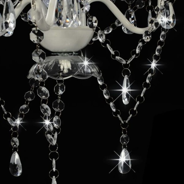 vidaXL Πολυέλαιος με Χάντρες Στρογγυλός Λευκός με 3 Ντουί Ε14 281596 vidaXL Πολυέλαιος με Χάντρες Στρογγυλός Λευκός με 3 Ντουί Ε14 281596