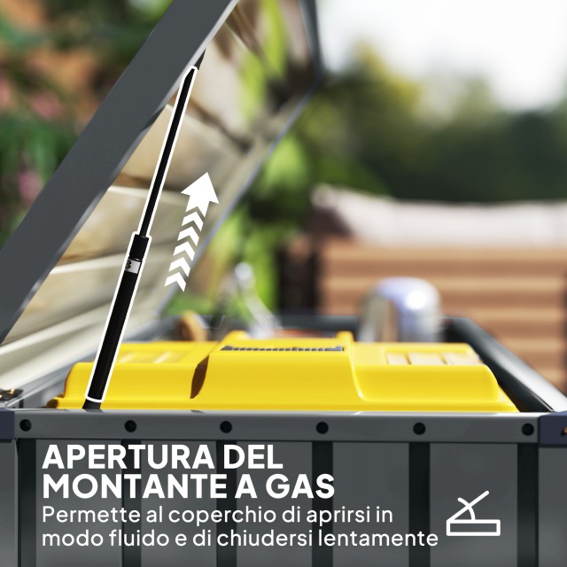 Outsunny  Εξωτερικό μπαούλο 400L από γαλβανισμένο ατσάλι με κλειδαριά και 2 κλειδιά 124x66x72 cm, σκούρο γκρι  84G-479V00CG