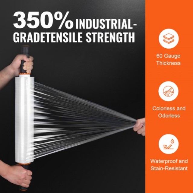 VEVOR Διάφανη Μεμβράνη Συσκευασίας 15x1000, 60 Gauge, με Λαβές  LSM15INCH100GUQS6V0