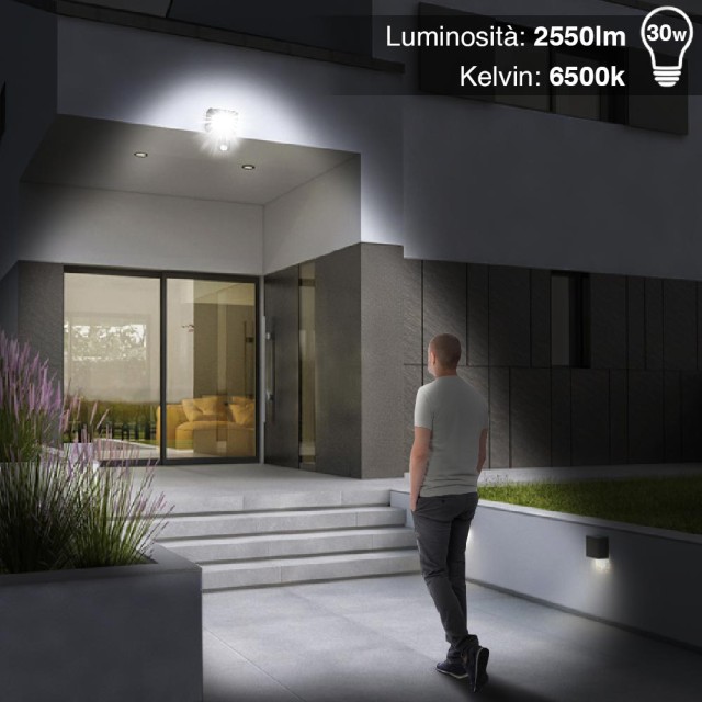 BAKAJI Εξωτερικός Προβολέας LED 30W 2550lm με Αισθητήρα Κίνησης Υψη...