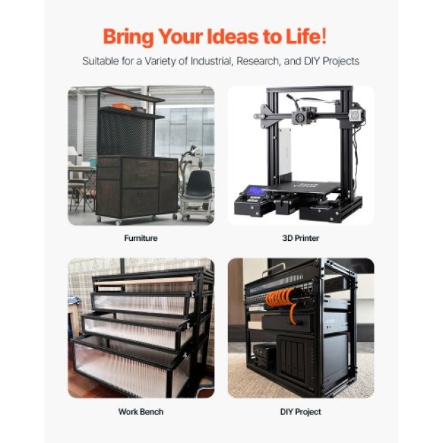 VEVOR 10 Τεμάχια 47.2 (1200mm) T Slot 2020 Ανοδιωμένη Αλουμινένια Ρ...