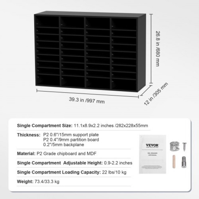 Οργανωτής Εγγράφων VEVOR, 36 Θέσεις, Μαύρο  MZWJZLFPJBH363KG5V0