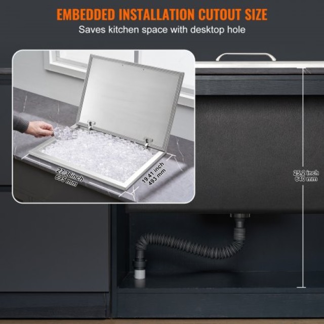VEVOR  28x20x17 Εντοιχιζόμενος Ψύκτης Ανοξείδωτος με Κάλυμμα  QRSCB...