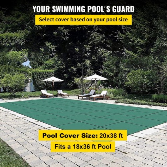 VEVOR  Κάλυμμα Ασφαλείας Πισίνας 18x36FT Πράσινο Δίχτυ για Ορθογώνι...