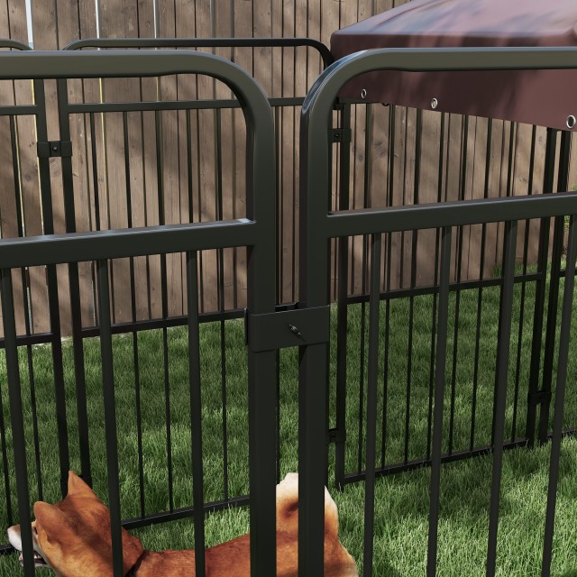 PawHut Outdoor Metal Dog Run with Roof, 282x121x159cm, Καφέ D02-175V00BN