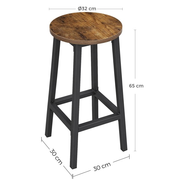 VASAGLE Σετ 4 Βιομηχανικών Σκαμπό Κουζίνας Ύψος 65 cm Καφέ Vintage ...