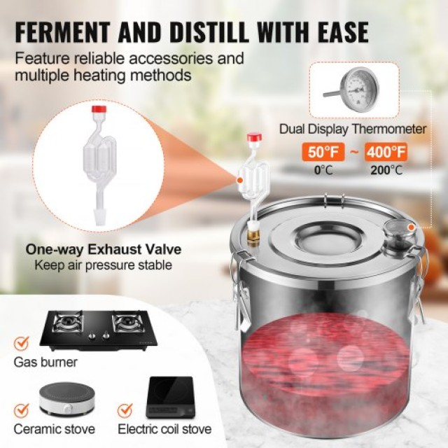 VEVOR Αποστακτήρας Αλκοόλ 3 Γαλόνια με Δοχείο Θάμπερ & Αντλία Νερού...