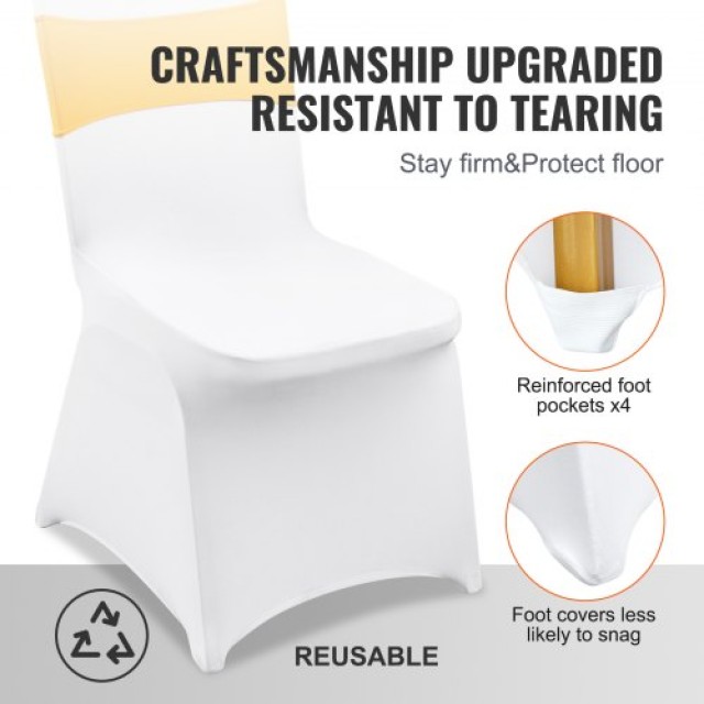 Καλύμματα Καρεκλών VEVOR Spandex (50 Σετ Χρυσό & Λευκό)  YTZSDZKZSD...