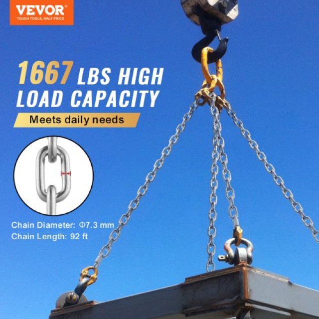 Αλυσίδα VEVOR Ψευδαργύρου 5/16 x 92 1667 lbs  WGAQLTG92FT5KM010V0