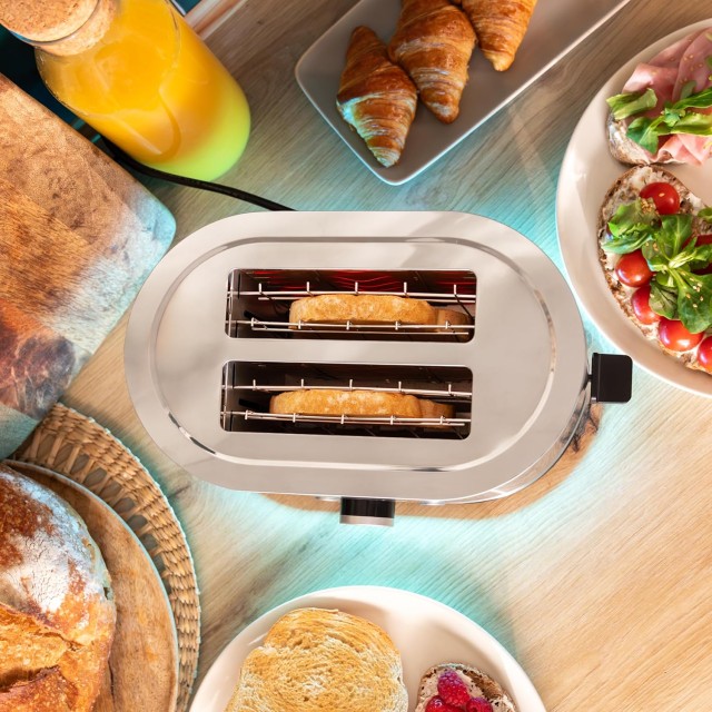 CECOTEC  Διπλή Κατακόρυφη Φρυγανιέρα Cecotec Shine&Toast από Ανοξείδωτο Ατσάλι, 850W, 2 Φέτες, 1.5 Υποδοχές, Φωτισμός LED, 7 Επίπεδα Φρυγανίσματος, Άνω Στήριγμα  CEC-03285