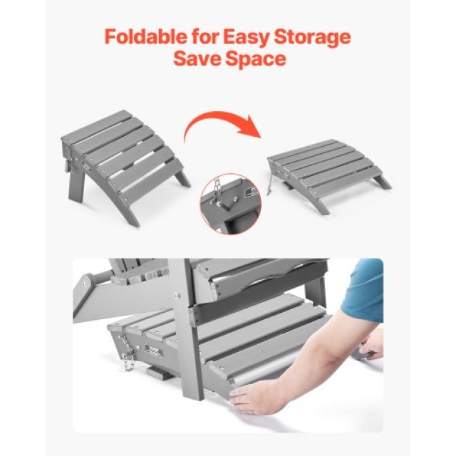 VEVOR Γκρι Πτυσσόμενο Υποπόδιο HDPE Adirondack KZDADLDKTTQPCOJ8NV0